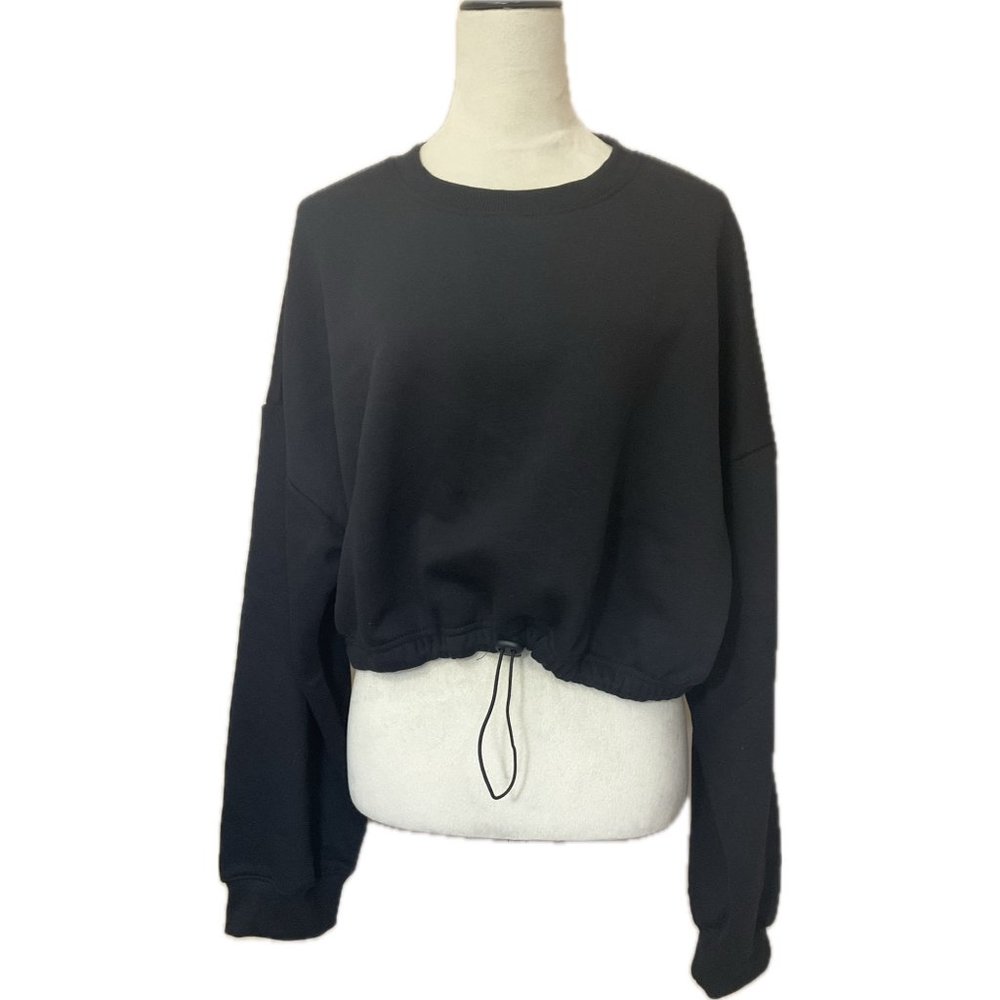 NWT Women's Plus Grey Toggle Hem Crop Sweatshirt  Size: 14